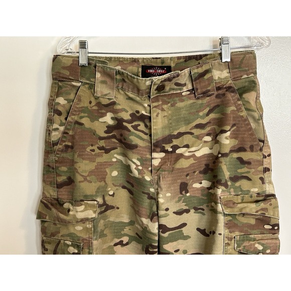 Tru Spec Pants Mens Green/Tan Camo Military Tactical Trousers 32x33 Adj Waist - Picture 3 of 10